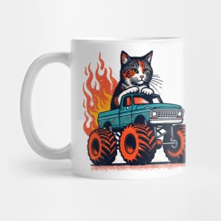 Funny Cat Driving A Monster Truck Mug